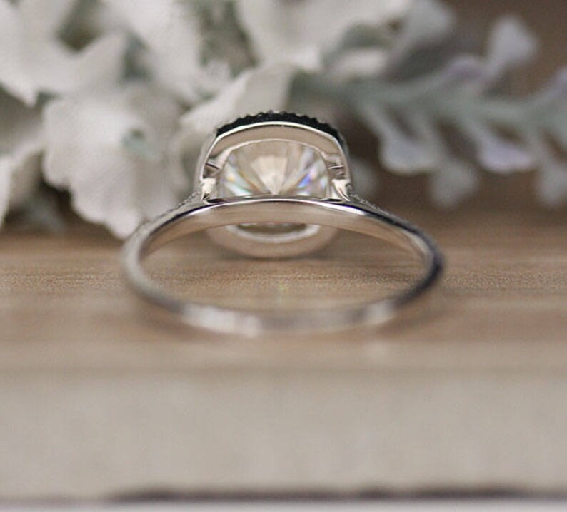 Moissanite Wedding Ring Set White Gold Cushion Moissanite Etsy