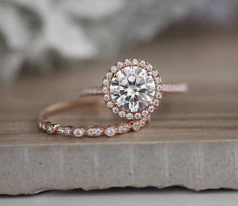 2.00ct Moissanite Wedding Ring Set Moissanite Engagement Etsy