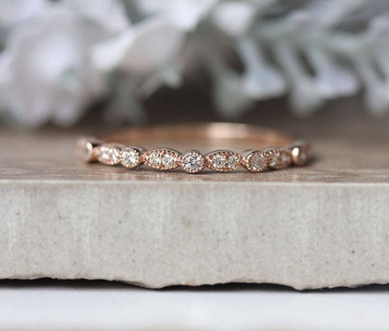 Moissanite Wedding Band Half Eternity Moissanite D Color Etsy