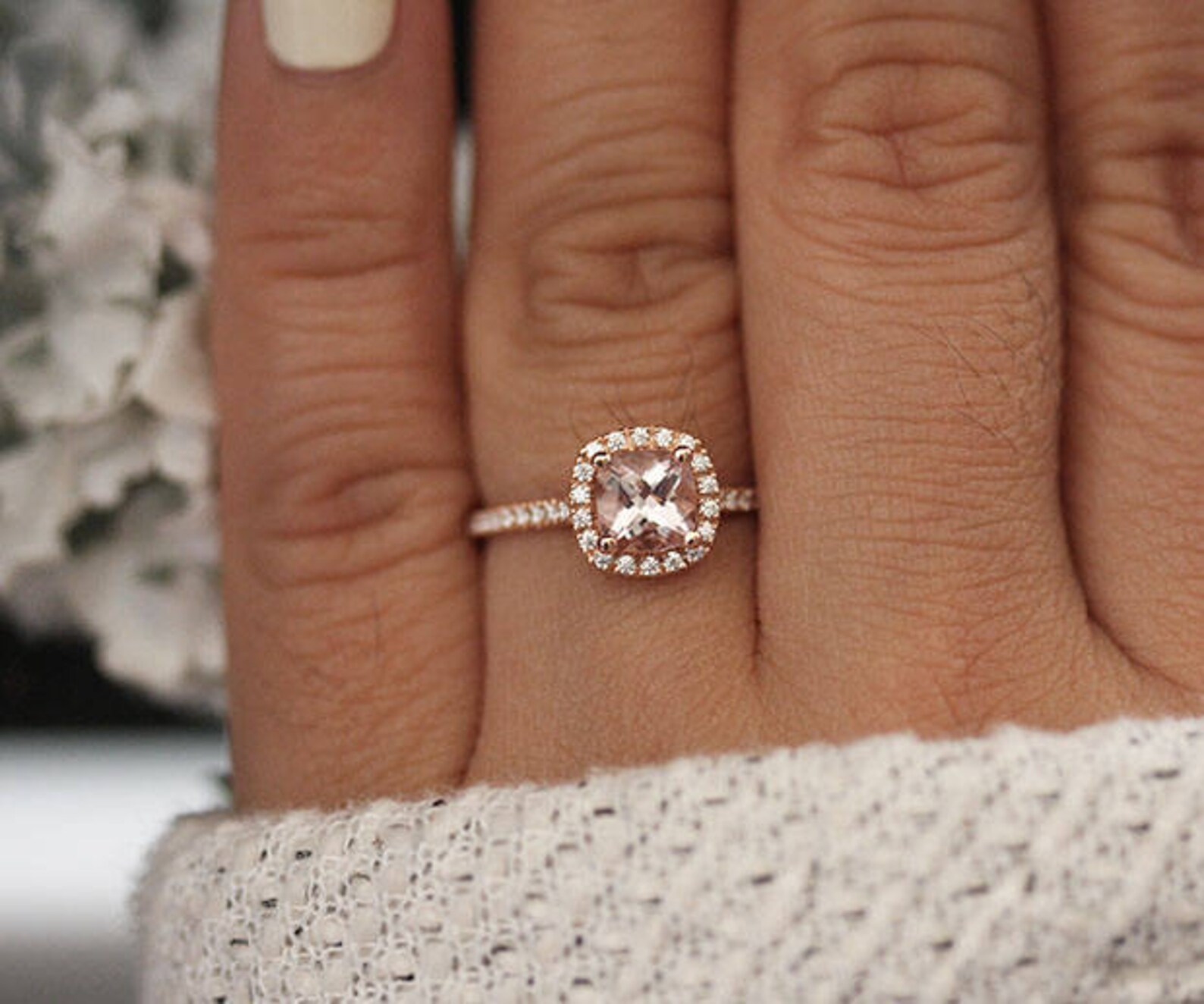 LOW COST Engagement Ring 10k Rose Gold Cushion 6mm Etsy