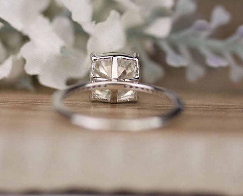 Wedding Ring Set with 8mm Cushion Forever Classic Moissanite | Etsy