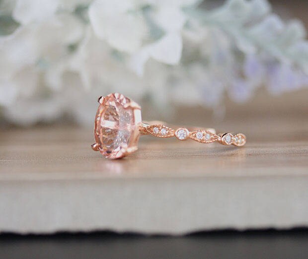 LOW COST Engagement Ring 10k Rose Gold and Diamond Etsy