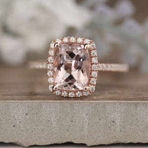 Affordable Morganite Rose Gold Engagement Ring Diamond - Etsy
