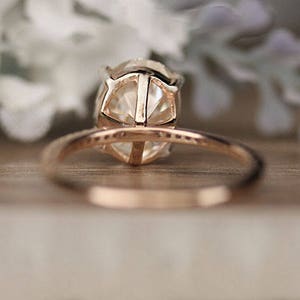 Rose Gold Engagement Ring, Moissanite Oval 10x8mm and Diamond Bridal Ring Set, Forever Exotic 3.00cts Moissanite Engagement Ring image 2