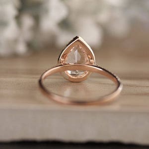 2 Carat Morganite Pear 10x7mm Engagement Ring, Low Cost 10k Solid Gold and Diamond Halo Ring, Pink Morganite Pear Rose Gold and Diamond Ring image 4