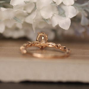 Rosa Morganit Oval Rose Gold Verlobungsring, Diamant Milgrain Band, ovale 7x5mm Morganit Ring, Ring, Versprechen Klaue Set Ring, Diamant-Band Bild 5