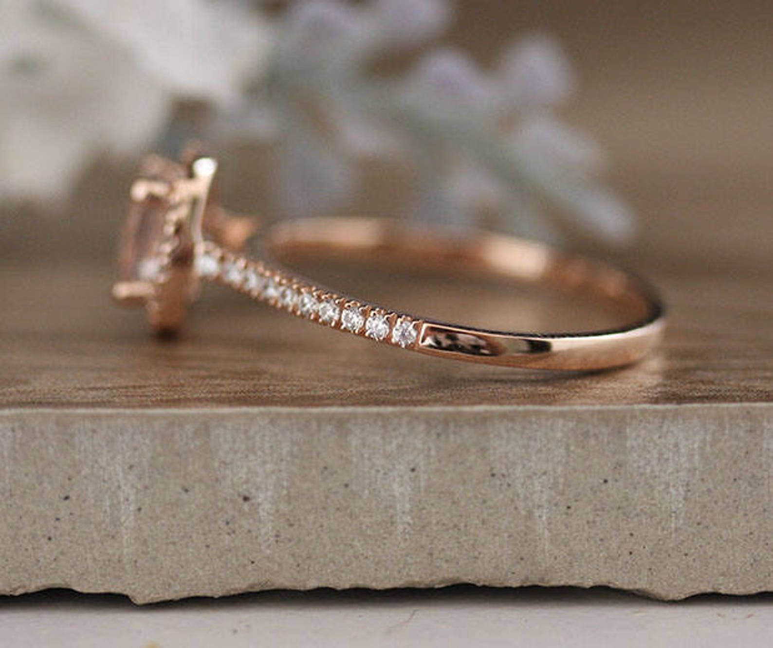 LOW COST Engagement Ring 10k Rose Gold Cushion 6mm Etsy