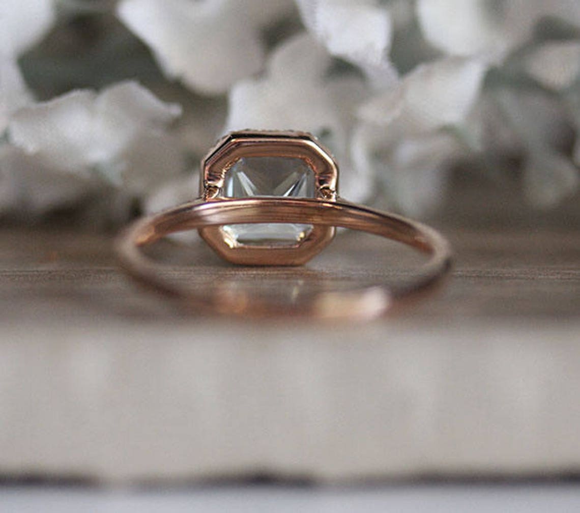 Princess Cut 6mm Natural Aquamarine Engagement Ring 14k Rose - Etsy