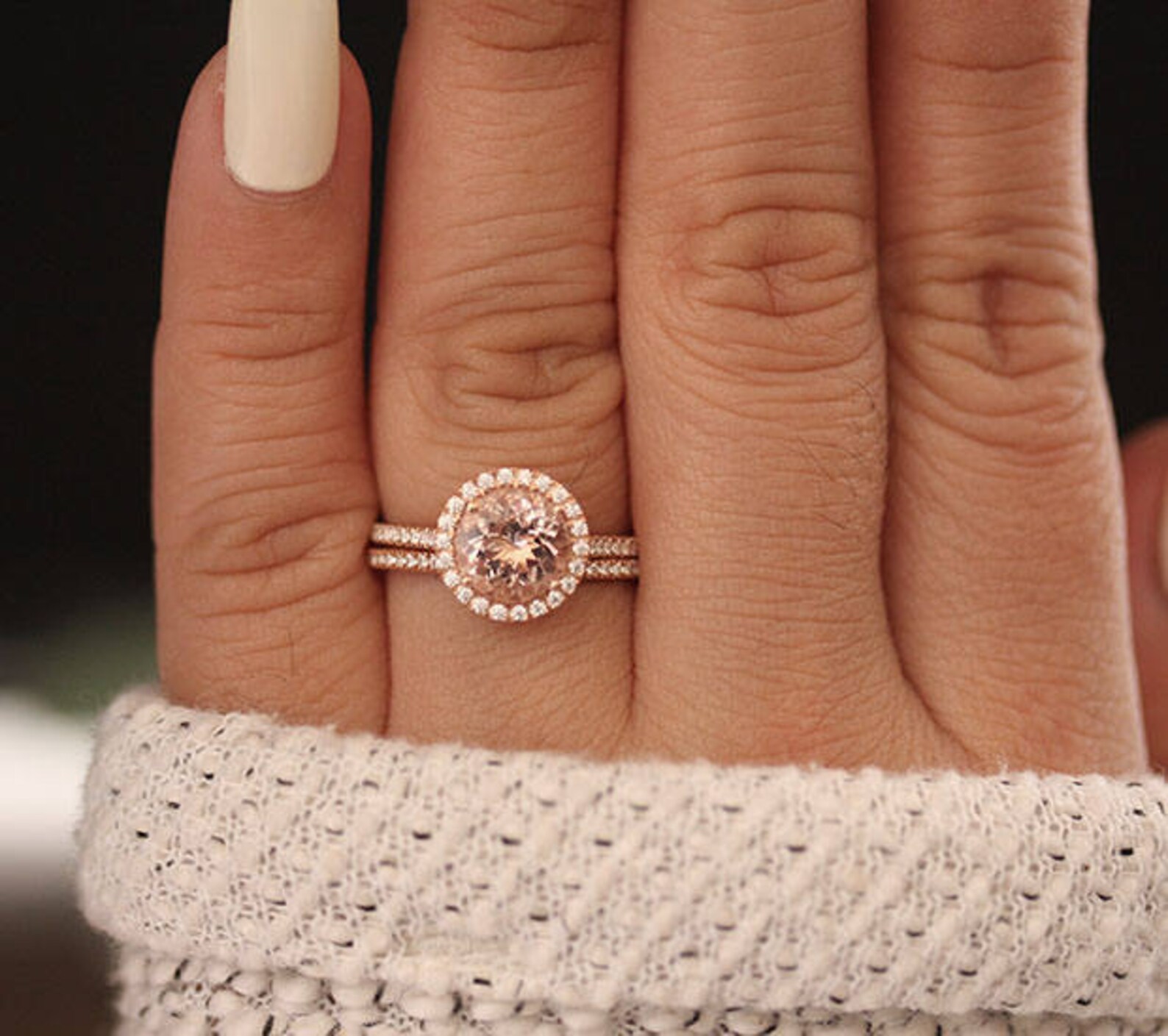 Rose Gold Ring Round 8mm Engagement Ring Etsy