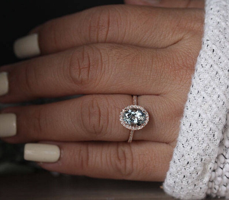 Bague de fiançailles aiguemarine ovale 9x7mm naturelle Etsy