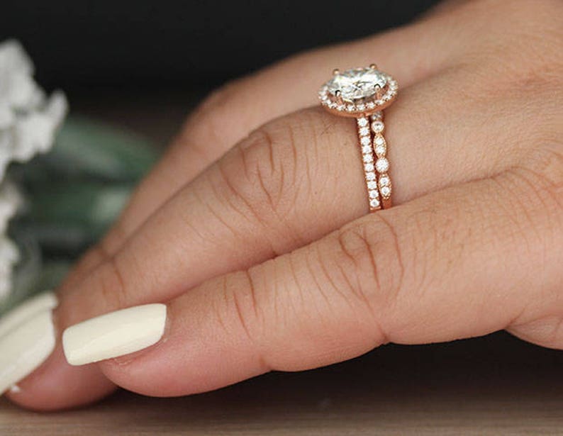 2.00ct Moissanite Wedding Ring Set Moissanite Engagement Etsy