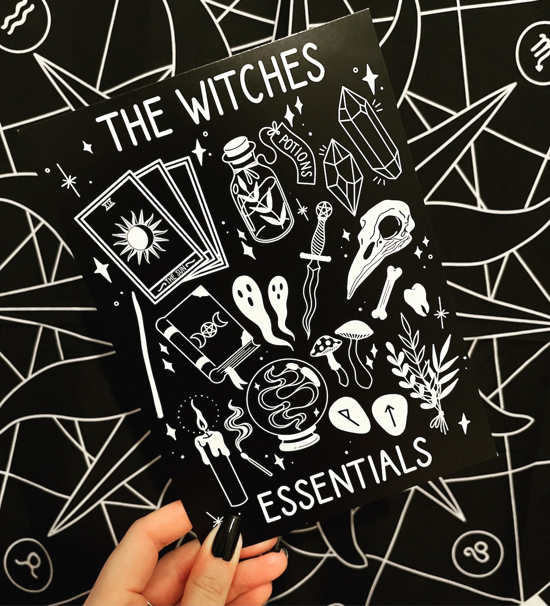 Witches Essentials Illustration | Art Print A5 A4 | Wall Decor | Gothic ...