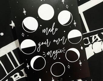 Make Your Own Magic Illustration | Art Print A5 | Wall Decor | Moon | Gothic | Astrology