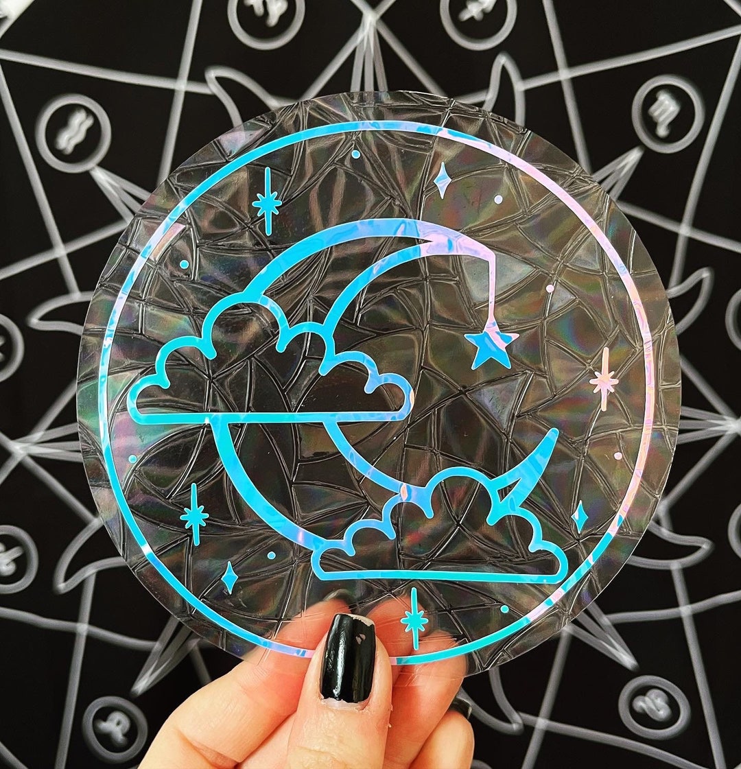 Moon & Star Suncatcher | Rainbow | Window Decal | Vinyl Sticker | - Etsy UK