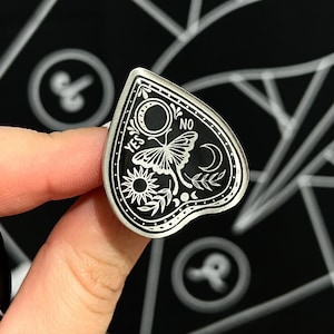 Luna Moth Planchette Metal Pin | Ouija | Witch | Gothic | Pin Badge | Silver | Magic | Moon |