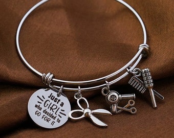 Hair Stylist JUST A GIRL Stainless Steel Bangle Bracelet