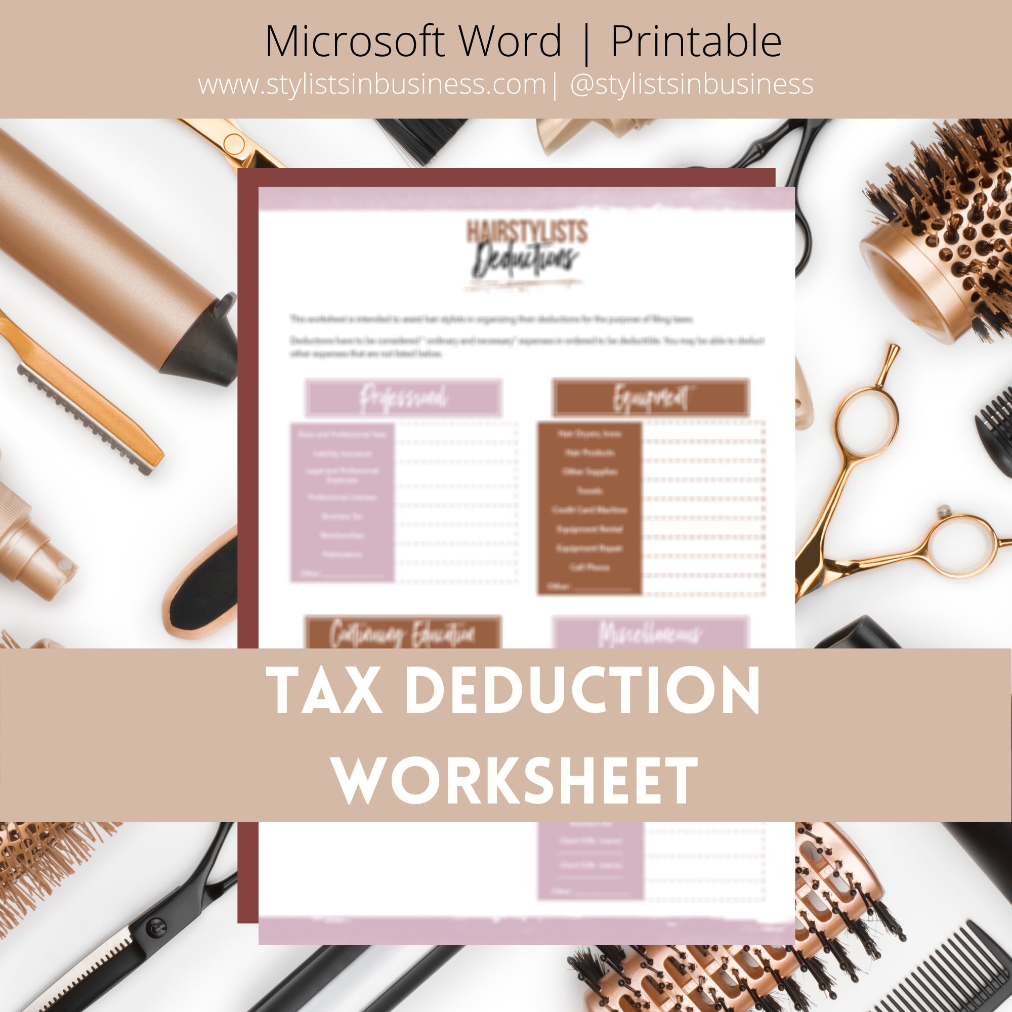Hair Stylist Tax Deduction Worksheets