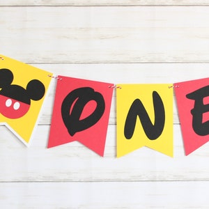 Mickey Mouse  Highchair Banner, Smash Cake Banner, First Birthday Highchair Banner, First Birthday Banner, Mickey Mouse Party