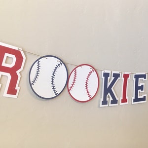 Baseball rookie of the year banner, first birthday party decorations, boy sports party banners