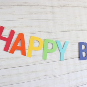 Rainbow Happy Birthday Banner, kids party decorations, custom birthday banner