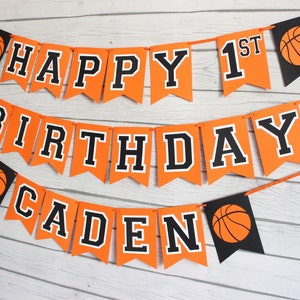 Basketball happy birthday banner, first birthday banner, kids basketball party, 1st birthday decorations