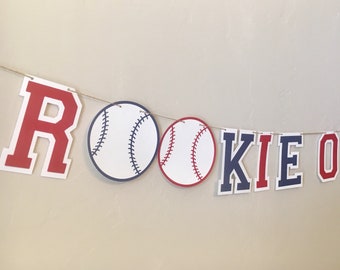 Baseball birthday  banner, rookie of the year decorations, boy sports party banners