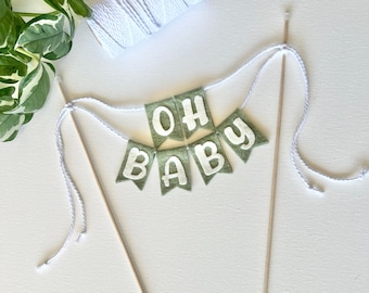 Greenery Baby shower cake topper, gender neutral, custom felt party decorations, oh baby, little one decor, boho cactus