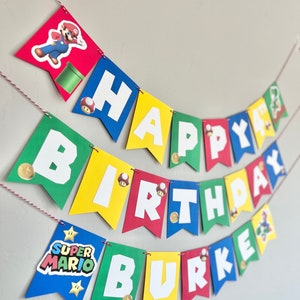 Super Mario happy birthday banner birthday decorations party banners