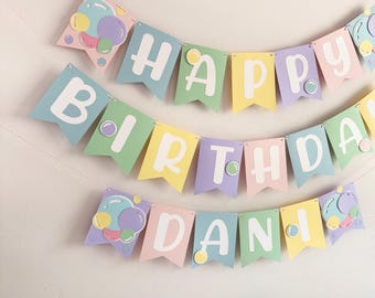 Bubbles happy birthday banner, kids pastel summer party, ocean bubbles, happy birthday mermaid theme, candyland party, bubblegum garland