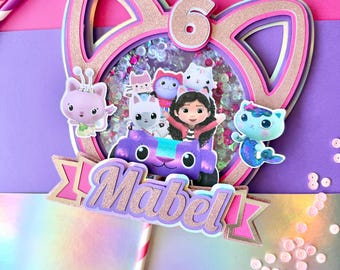 Gabby | Cat Doll House Cake Topper | Cat Shaker Birthday cake topper, personalized kids decor