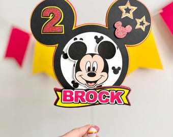 Mickey Mouse Birthday Cake Topper, oh twodles, personalized birthday decor