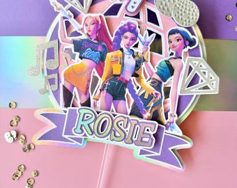 K-Pop Demon Hunter Cake Topper, HUNTR/X birthday party, Huntrix personalized cake topper