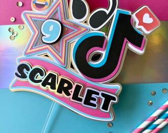 TikTok Cake Topper, teen birthday party decor, social media, emoji cake topper, personalized