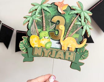 Dinosaur Cake Topper, Rawr I'm Four, stomp into three, boy birthday party decor