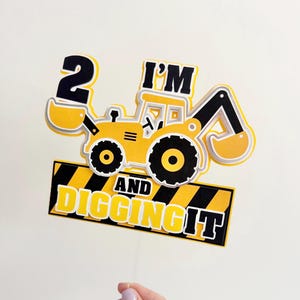 Construction cake topper, truck birthday party decorations, tractor cake topper, boy birthday decor, kids party, im digging it