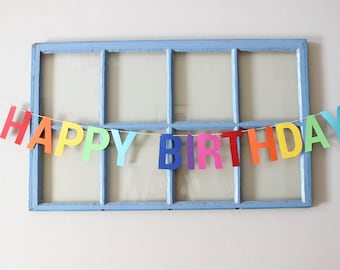 Rainbow Happy Birthday Banner, kids party decorations, custom birthday banner
