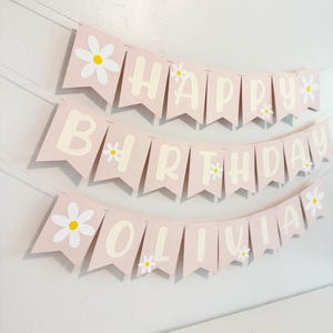 Daisy birthday banner, flower party decorations, floral garden party, retro daisy theme party, girl birthday, first birthday banner, d43p
