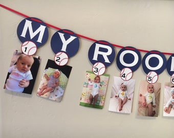 Baseball monthly photo banner, birthday my rookie year, first birthday decorations, sports theme kids party