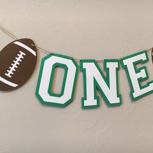 Football first birthday banner, sports party decorations, one high chair banner, kids party decor, boy birthday