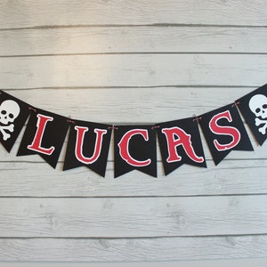 Pirate birthday banner, name banner, smash cake, skull and crossbones, party banner