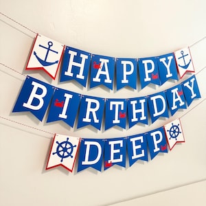 Nautical birthday banner, anchors boat party kids party decorations, custom birthday banners, boy birthday decor