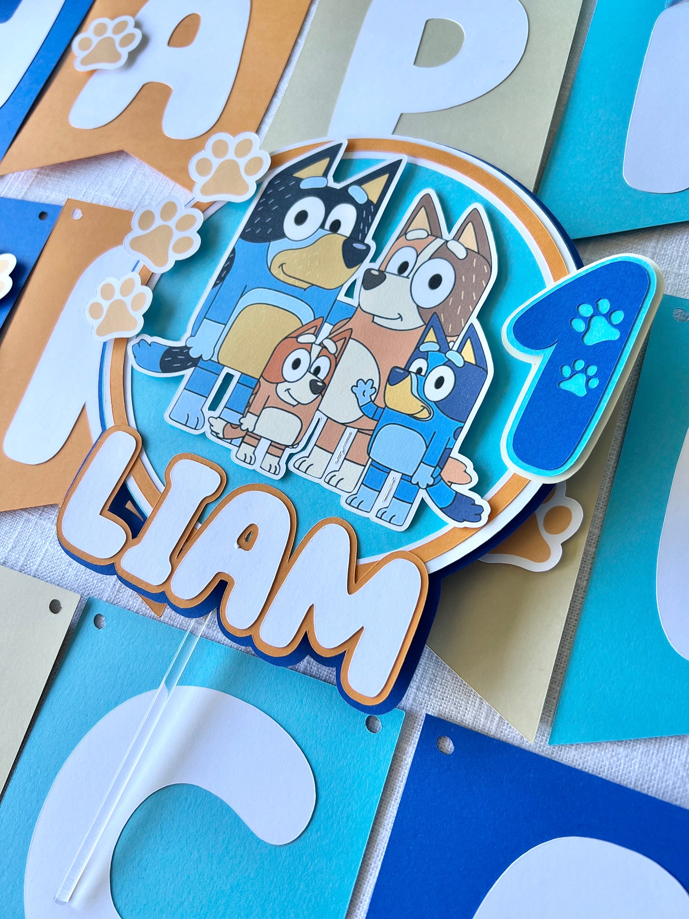 Blue dog birthday cake topper
