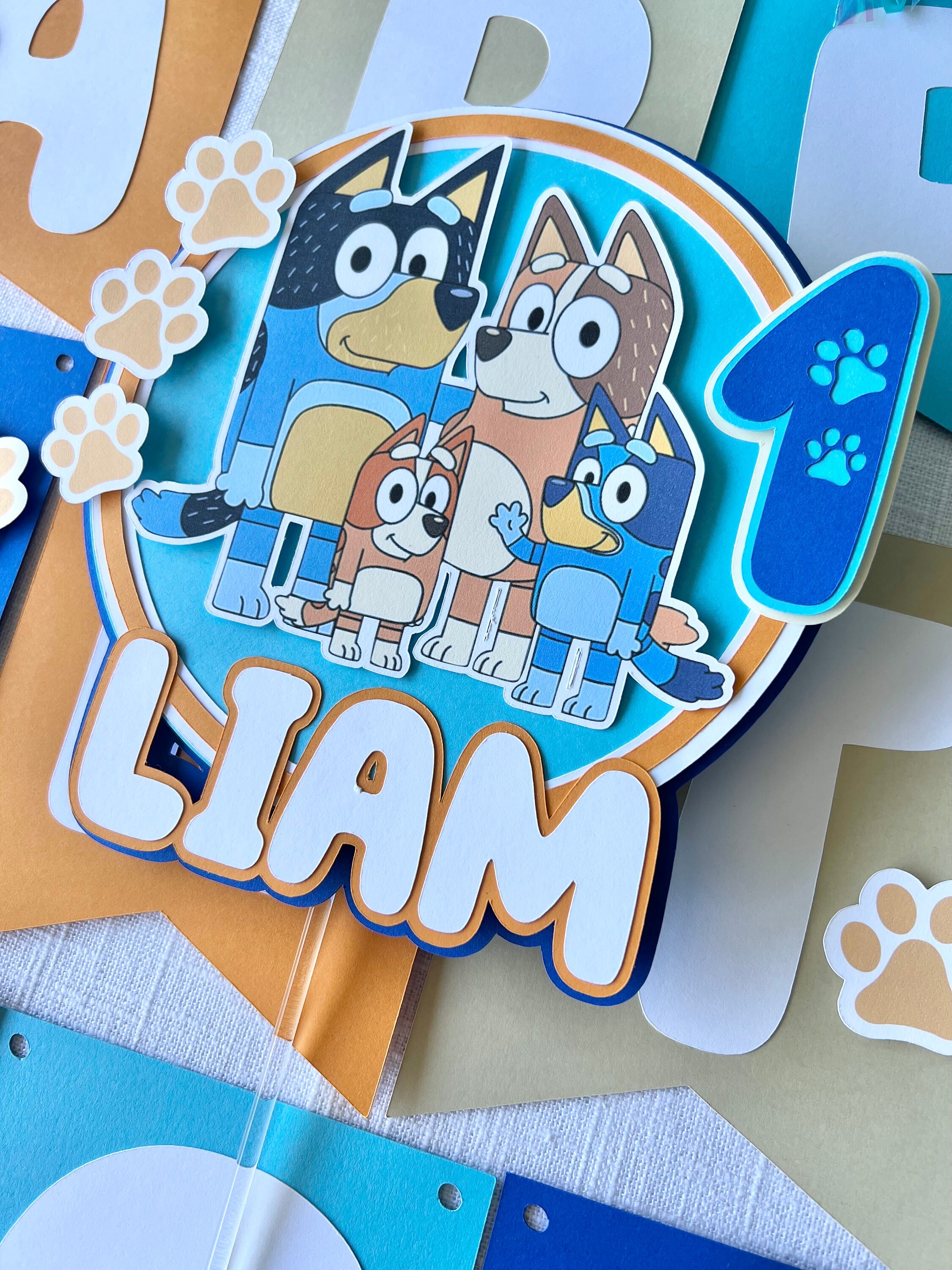Blue dog birthday cake topper