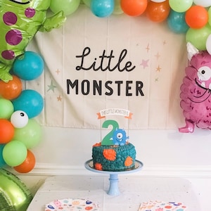 Monster cake topper, this little monster is one, birthday decorations, boy birthday cake topper, monster party