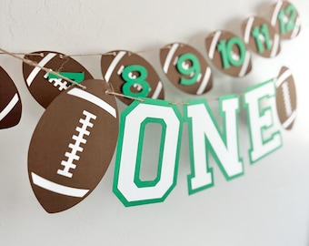 Football First Birthday Banner, 1st Birthday Party Decor • Sports Birthday Banner • Football Baby Shower Decoration, boy birthday, f84b
