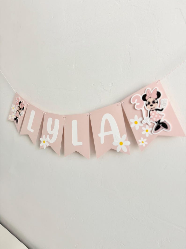 Banner de cumpleaños retro de Minnie Mouse, segundo cumpleaños de Oh Twodles, decoraciones para fiesta de Daisy, decoración para fiesta de niñas, RM25 imagen 7