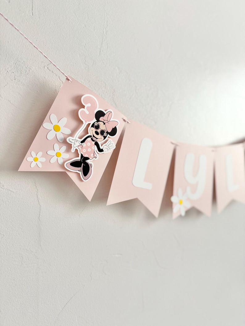 Banner de cumpleaños retro de Minnie Mouse, segundo cumpleaños de Oh Twodles, decoraciones para fiesta de Daisy, decoración para fiesta de niñas, RM25 imagen 8