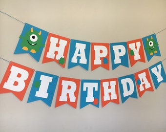 Monster birthday banner, this little monster party decorations, personalized banner, boy birthday