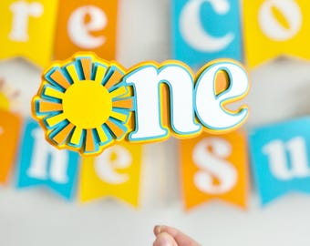 Here comes the sun cake topper, first trip around the sun, one cake topper, 1st birthday party decorations, boy birthday sun theme, h26s
