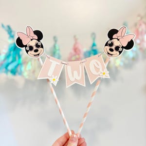 Retro daisy Minnie Mouse cake topper, oh twodles, first birthday decorations, kids party decor, rm25